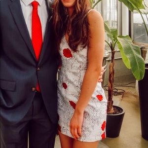 Strappy Rose Jacquard Shift Dress